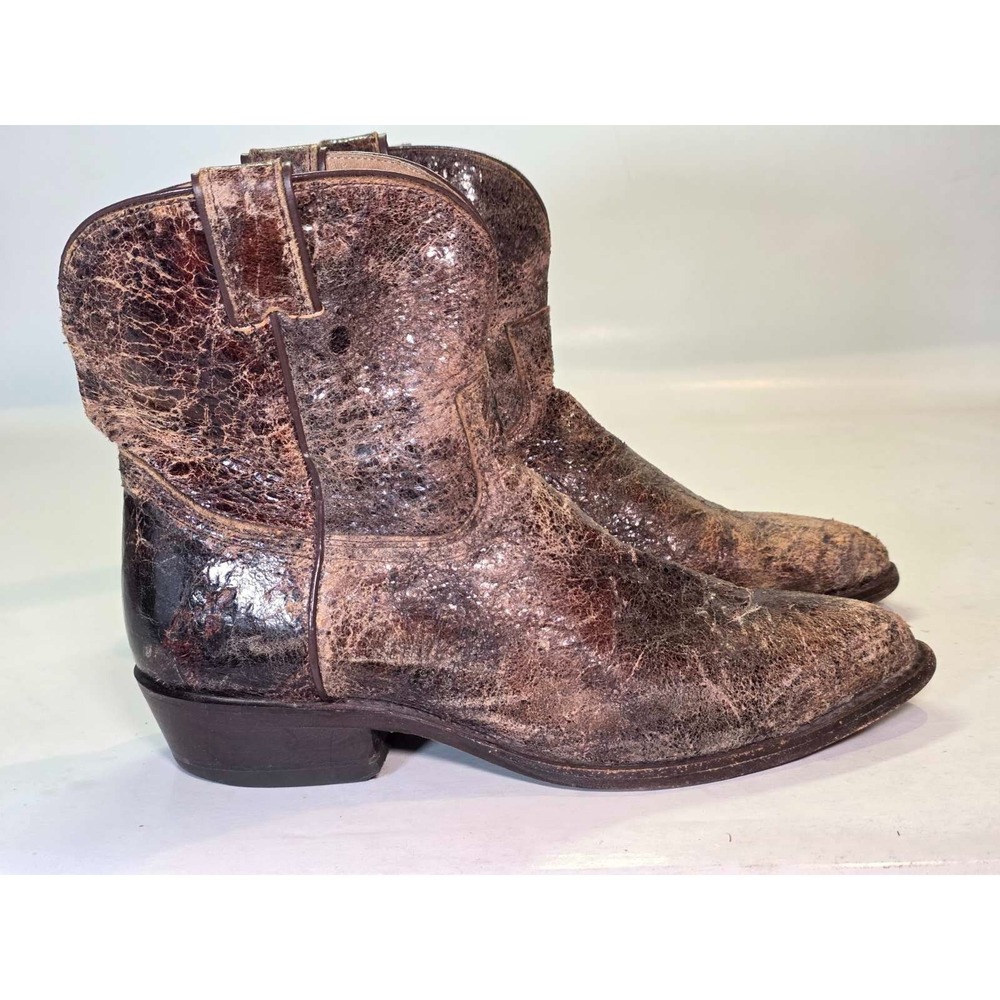 FRYE Women's Cowgirl Boots Size 9.5 B Brown Distressed Leather Western Shoes Vtg